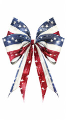 Wall Mural - A red, white and blue ribbon with stars is tied into a bow