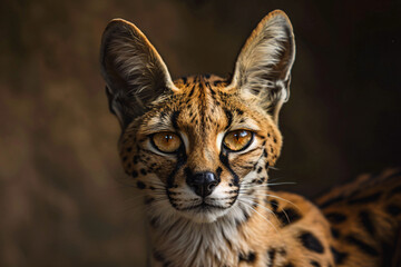 Wall Mural - Close up of head of wild Serval cat