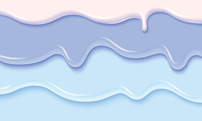 Wall Mural - blue and white liquid substance border. vector realistic illustration of melting ice cream or yogurt