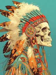 Poster - Skull native american illustration