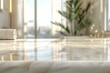 © FDStock - Close up of a marble table top with blur background. Concept of a modern bathroom with bath tube, copy space. Generative Ai