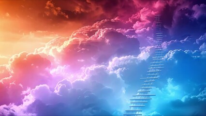 Wall Mural - The Soul's Ascension: Climbing the Ladder to the Kingdom of Heaven. Concept Faith, Spirituality, Afterlife, Salvation, Transformation