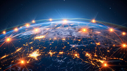 Wall Mural - Global Digital Connections Vibrant Network of Worldwide Communication