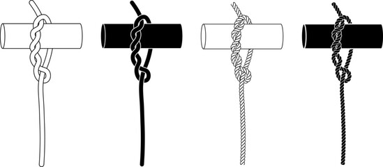 Poster - Timber hitch rope Knot icon set