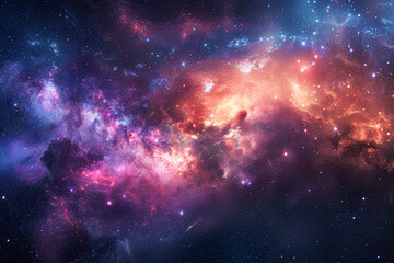 Wall Mural - Enchanting Cosmic Symphony Vibrant Galaxy with Stars and Nebulae on Dark Background