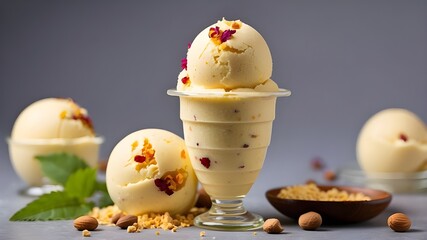 Wall Mural - Kulfi ice cream from India. Isolated traditional Indian ice cream against a clear backdrop.