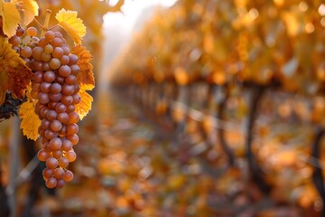 Sticker - Autumnal Vineyard Landscape During Bountiful Harvest Season