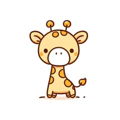 Wall Mural - illustration of a cartoonish giraffe on a white background