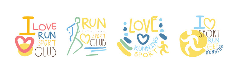 Poster - Running Sport Club Logo and Label Design Vector Set