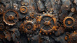 © medalinebow - An image of an old rusty gear mechanism with vintage clockwork and mechanical details