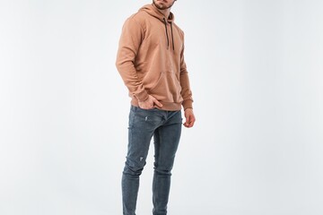 Canvas Print - Sleek Hoodie Mockup: Male Model Showcases Apparel Design