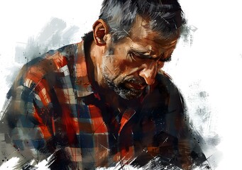 Wall Mural - Portrait of a man in a plaid shirt