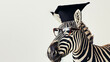 © vlntn - Portrait of zebra wearing a graduation cap and glasses.