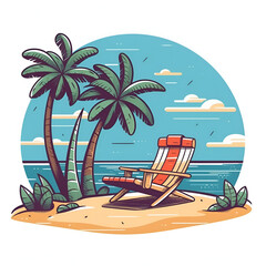 Wall Mural - beach chair and umbrella