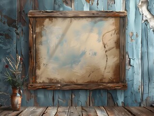 Poster - Rustic Farmhouse Frame with Distressed Wood Textures and Cozy Elements for Home Decor