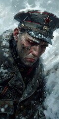 Wall Mural - The Russian Soldier In The Snow