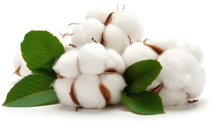  A single green leaf atop four piles of cotton