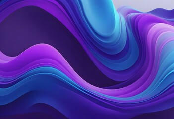 Wall Mural - Experience the Futuristic Charm of Glowing Retro Waves with this Abstract Blue and Purple Liquid Wavy Shapes Banner.