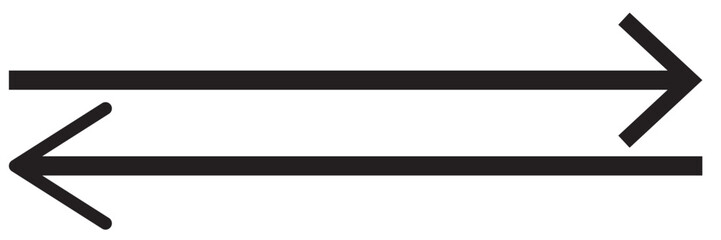 Wall Mural - straight long arrow, left thin line, black cursor, horizontal element, thick pointer vector icon iso