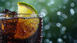 © CQSP - Refreshing ice-cold soda with a slice of lime and condensation on the glass on a hot day