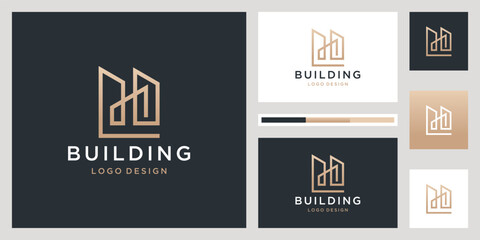 Minimalist elegant home vector logo design with line art style