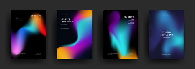 abstract gradient dark background template vector. minimalist style posters cover with pastel colorf