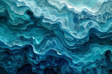 Wall Mural - Abstract waves with gradient curves that transition from deep blues to vibrant turquoise,