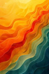 Leinwandbilder - A design featuring parallel lines with undulating waves, with a gradient shifting from yellow to orange,