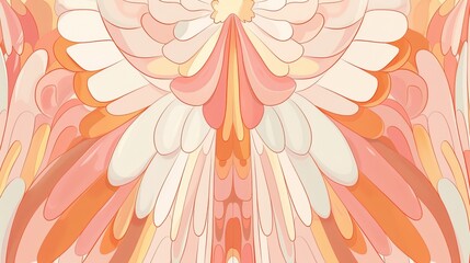 Sticker - abstract feather pattern in pastel shades of pink, orange, and white, creating a harmonious and eleg