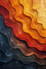 Leinwandbilder - Waves of parallel lines in warm, earthy colors, with a gradient shifting from burnt orange to terracotta,
