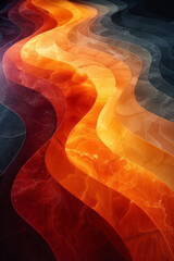 Leinwandbilder - Waves of parallel lines in warm, earthy colors, with a gradient shifting from burnt orange to terracotta,