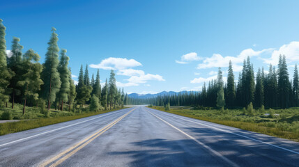 Sticker - Scenic Forest Road Under Blue Sky