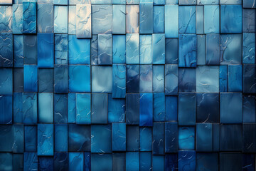 Aufkleber - Stacked gradient rectangles in shades of blue, creating a reflective layered pattern,