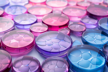 Poster - Abstract gradient glass circles with a gradient from violet to magenta, reflecting each other softly,