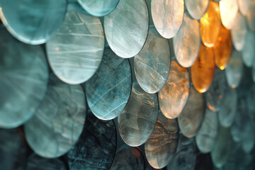 Aufkleber - A composition of gradient glass circles in shades of grey, transitioning from light to dark and reflecting each other,