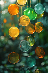 Leinwandbilder - Abstract gradient circles made of glass, with a transition from yellow to green, creating harmonious reflections,