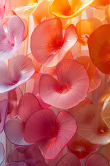 Poster - A design featuring gradient glass circles with shades shifting from pink to orange,