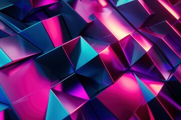 3d three dimensional abstract background with neon colors - generative ai