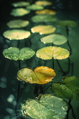 Poster - Gradient glass circles in shades of green, transitioning from lime to forest green, creating harmonious reflections,