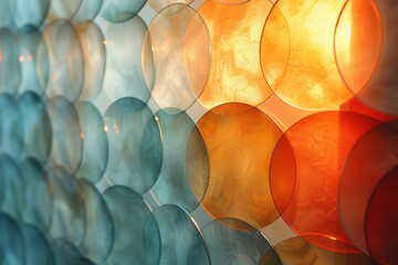 Leinwandbilder - Abstract gradient glass circles with shades shifting from gold to bronze, reflecting each other softly,
