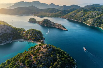 Sticker - Aerial view of Sarsala Bay in Dalaman - Gocek, Turkiye