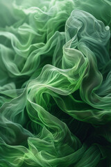 Poster - Soft, undulating waves of light in shades of green, evoking a sense of tranquility and nature,