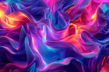 3d three dimensional abstract background with neon colors - generative ai