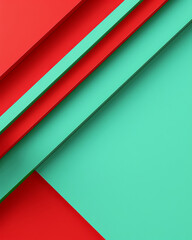 Poster - Abstract background with overlapping diagonal sharp red and teal geometric layers forming a dynamic design for card or banner.