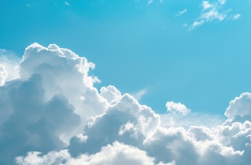 Wall Mural - Fluffy White Clouds in a Serene Blue Sky