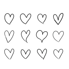 Fototapete - Set of hand drawn heart. hand drawn heart doodles outline collection. rough marker love symbol