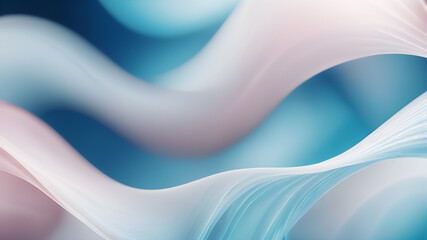 Wall Mural - Generate an abstract background with gentle pastel curves in colors blue and white. The curves should intertwine harmoniously, creating a soft and calming visual experience.