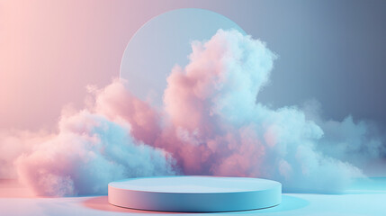 Wall Mural - 3d display product abstract minimal scene with clouds