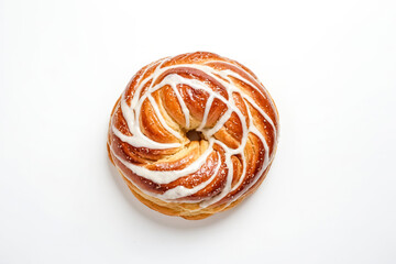 Sticker - Glazed Pastry Ring on White Background