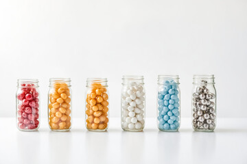 Canvas Print - Colorful Glass Jars Filled with Round Candies